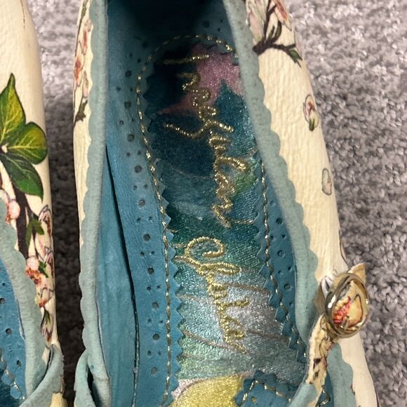 Irregular Choice Heels Womens US 7 Floral EU38 Maryjane’s Leather Cream Shoes - Picture 4 of 13